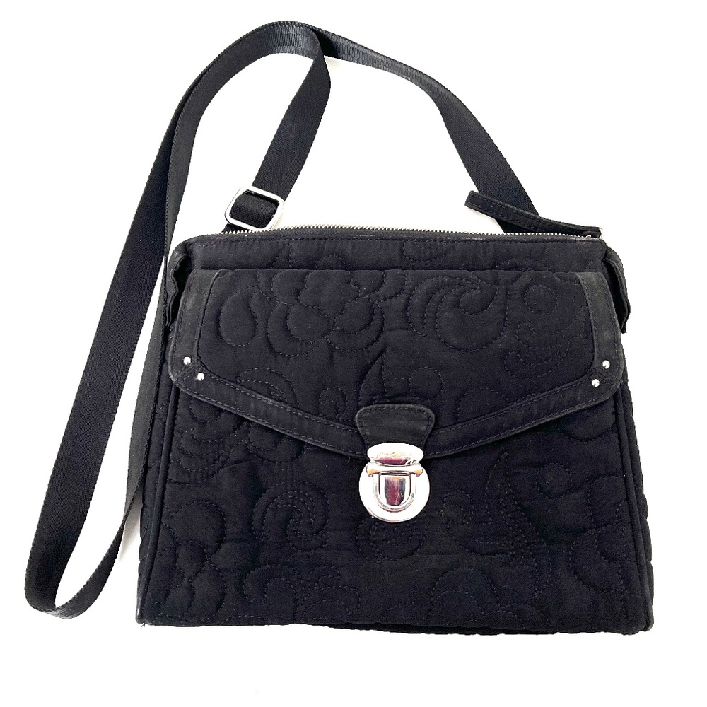 🔥🔥 Vera Bradley Black Quilted Crossbody Messenger Shoulder Bag adjusta…